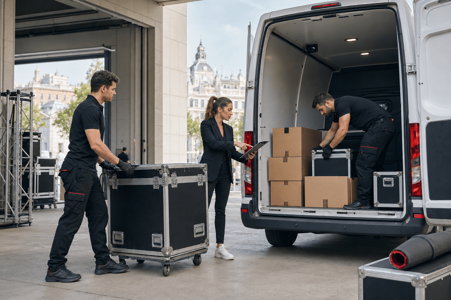 Transporte de material y apoyo en carga y descarga para eventos